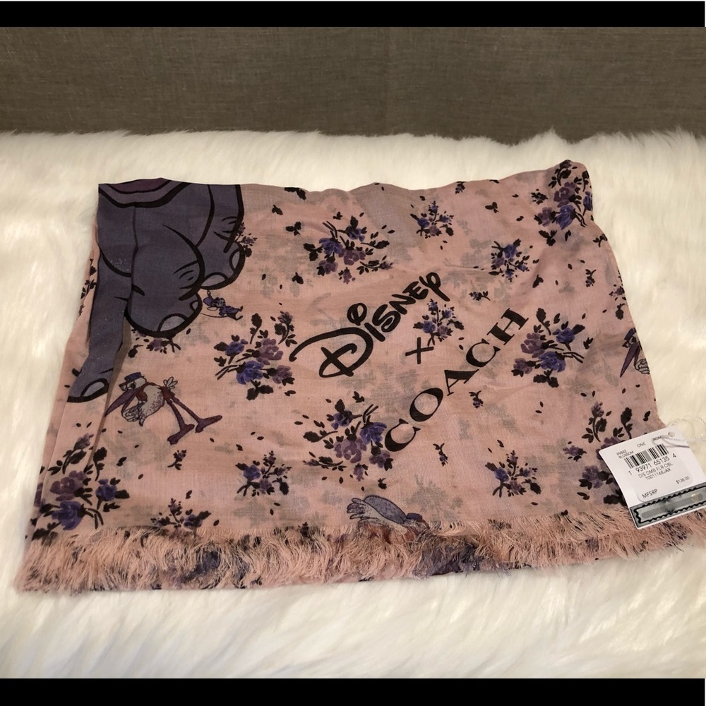 NWT DISNEY X COACH DUMBO FLORAL PRINT OBLONG SCARF